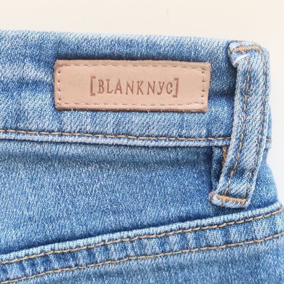 Blank NYC Blue Denim / Jean Medium-wash High Waist Raw Hem Shorts Size 26 - Picture 5 of 9